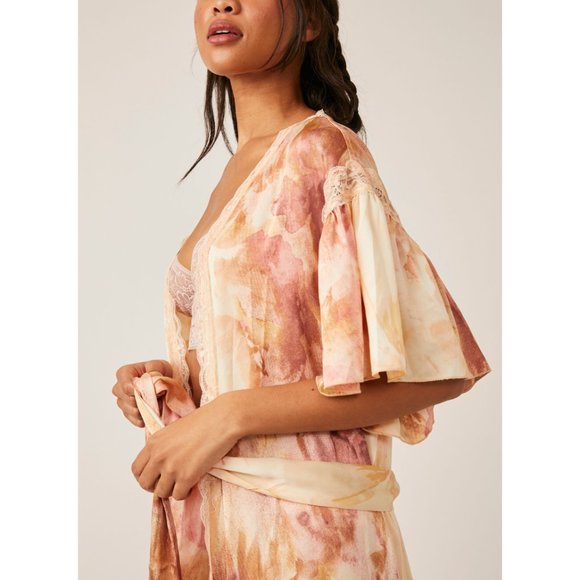 FREE PEOPLE Moonbeams Washed Robe / Sweet Combo Kimono Pajama Set size M - Picture 7 of 15